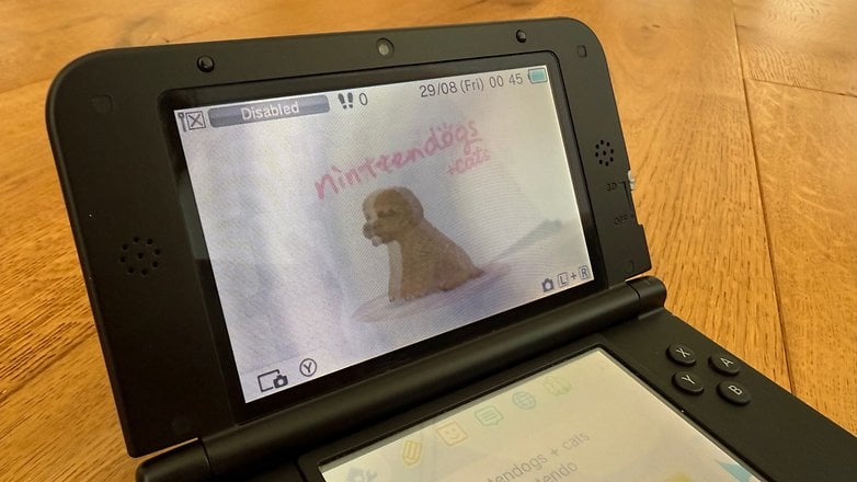 The upper screen of a Nintendo 3DS.