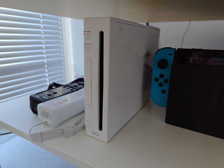 The Nintendo Wii on a shelf