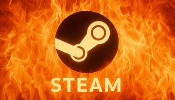 The Steam logo with flames around it.