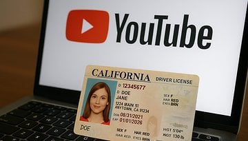 A US driver's license on an open laptop.