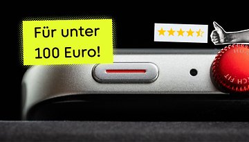 Nahaufnahme der Huawei Watch Fit 3 mit rotem Knopf und Verweis auf ein aktuelles Angebot.