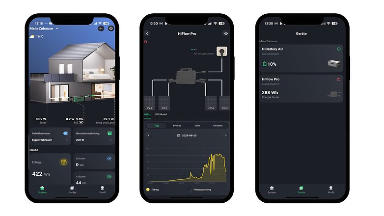 Screenshots der S-Miles Home App von Hoymiles