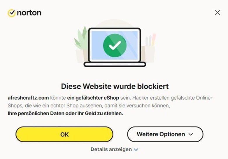 Nachricht vom Antivirus Nachricht vom Antivirus