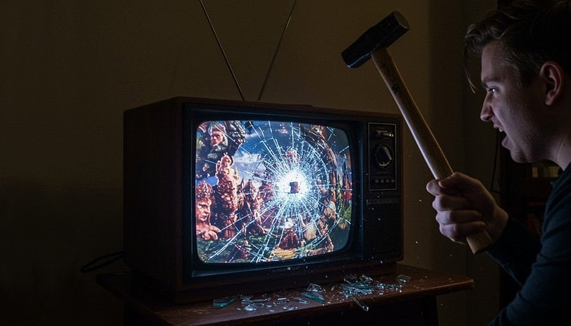 You Can Now Stream One of 2025's Most Hated Movies At Home mann mit hamer schlaegt auf fernseher