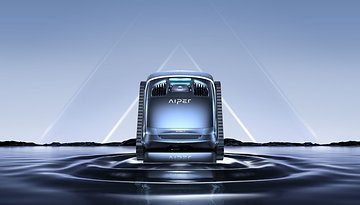 Aiper Pooroboter Scuba X1 im Wasser, mit schlankem Design und sichtbar Logo.
