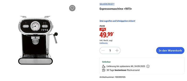 Espressomaschine Modell 1973 mit Manometer und Hebel, Preis 49,99 €. Espressomaschine Modell 1973 mit Manometer und Hebel, Preis 49,99 €.