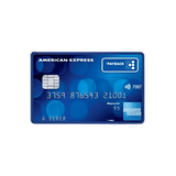 Payback American Express Kreditkarte, blaues Design mit Zahlen und Chip.